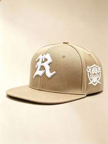1pc Unisex Flat Brim Baseball Cap, Gothic R Letter 3D Embroidery, Skull‑Sword Shield Print On Side, Adjustable, For Daily, Street, Party, Travel Wear - Multicolor - View 11