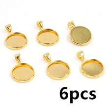 6Pcs 12mm Inner Size Brass Material Simple Pendant Cabochon Blank Base Setting Bezel Tray DIY Jewelry Making Accessories - 12mm - View 13