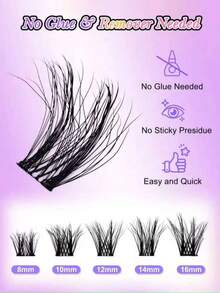 120pcs Self-Adhesive Cluster False Eyelashes, Fluffy Cat Eye Style, 8-16mm Mixed Length Single Cluster Lashes, DIY Self-Adhesive Eyelash Extensions, Natural Long D-Curl Cat Eye Cluster False Eyelashes, Suitable For Daily Commute And Party Makeup, False Eyelash Clusters, Fluffy Mixed Length Single Strand False Eyelashes, Self-Adhesive DIY Eyelash Extensions - D - View 8