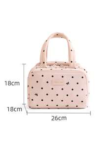 Corduroy Insulated Lunch Bag, Suitable For Food Containers, Waterproof Lining, Padded Handle, Can Carry Lunch Box, Suitable For Work And School Use - Corduroy Polka Dot Lunch Bag - View 7