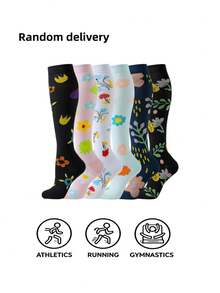 1/2/4 Pairs Unisex Compression Socks, Neutral Knee-High Socks, Suitable For Running, Cycling, Fitness, Autumn Clothing, Autumn Style, Fitness Sports Socks - Multicolor - View 8
