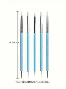 16Pcs Nail Art Tool Set, Silicone Sculpting Pens Liner Brushes Painting Brushes Dotting Pens For Nail Detail Drawing Carving Dot Work - Multicolor - View 5