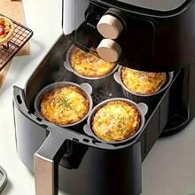 6/12pcs Multi-Functional Air Fryer Baking Cups, Silicone Material, Ice Cream Cups, Non-Stick Round Muffin Pie Molds, Reusable, Even Heating And Easy Release, Striped Texture Design, Suitable For Cake And Ice Cream Making - Multicolor - View 8