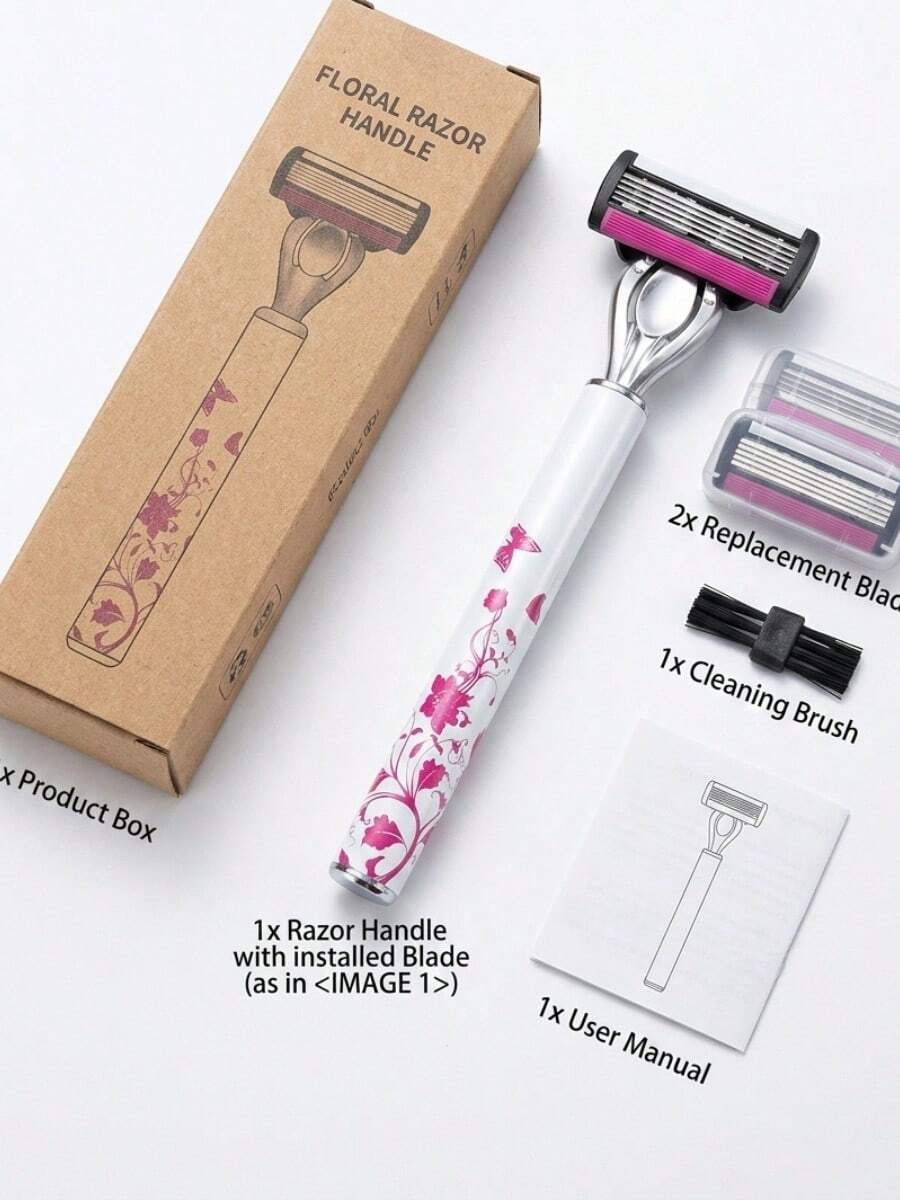 Pisau Cukur Manual Wanita, Kepala Presisi, Pisau Cukur Tubuh Gagang Panjang Motif Bunga, Menghilangkan Rambut dengan Halus dari Kaki, Ketiak, dan Garis Bikini, Gagang Alat Kosmetik Motif Bunga Merah, Gagang Alat Kosmetik Motif Bunga Merah, Pegangan Pengganti Logam Perak untuk Pisau Cukur dan Stik Kecantikan, Portabel untuk Perawatan Kulit Sehari-hari - beraneka warna - View 1