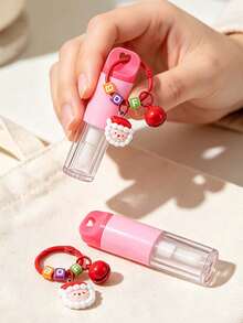 Cute Cherry Santa Claus Lanyard Pendant Lip Gloss Tube Keychain, Refillable Empty Lip Balm Container, Bag Charm, Sample Storage, Travel Organizer - Multicolor - View 7