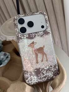 1PC Autumn/Winter Maillard Deer Lace Bow IMD Full Coverage Shockproof PC Phone Case Compatible With Apple 11 Pro Max/12 Pro Max/13 Pro Max/14 Pro Max/15 Pro Max/16 Pro Max/17 Pro Max/18 Pro Max - Multicolor - View 6