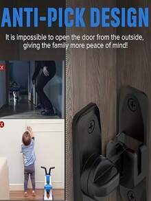 【Security Bolt Lock】重型 1 個裝安全門鎖把手，防盜 90°/180° 可調式滑動栓鎖，商用/家用級栓鎖，附螺絲，手動操作，強化耐用結構，適用於浴室與居家 - 彩色 - 查看 9