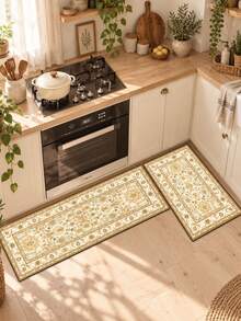 1/2pcs Diatomaceous Earth Bath Mat, Bohemian Floral Pattern Style, Super Absorbent, Non-Slip, Perfect For Bathroom, Kitchen And Dining Room, Quick Drying, Ideal Home Decor And Bathroom Mat Gift, Holiday Gift! - Multicolor - View 3