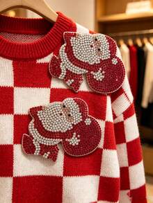 Patch Rhinestone Santa Claus Berlian Merah yang Indah, Patch Transfer Panas Rhinestone Liburan, Cocok untuk Aksesoris Fashion DIY pada Jeans, Tas, Sepatu, Topi dan Jaket, Gantungan Kunci Rhinestone untuk Aksesoris Pakaian Tas Wanita - Sinterklas - View 4