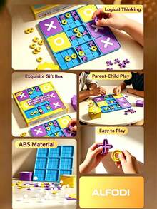 Upgraded Tic Tac Toe Game Set, Children Interactive XO Strategy Educational Toy, Parent-Child Interaction Educational Toy, Perfect For Family Night, Party, Indoor Games, Ideal Birthday Christmas Holiday Gift For Boys And Girls, Portable Competitive Tabletop Toy Set, Board Game, For Holiday Entertainment And Gifting - Multicolor - View 3