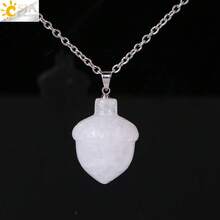 1pc Natural Stone Carved Pine Cone Pendant Necklace, Healing Amethyst Crystal Christmas Jewelry, Unisex H081 - Necklace - View 13