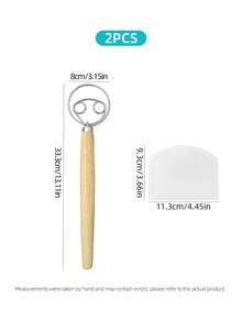 2/3Pcs 13" Stainless Steel Danish Dough Whisk And Dough Scraper Set, Dutch‑Style Bread Mixing Tools, Home Kitchen Gadgets For Pizza Pastry Sourdough Bread Making - View 8