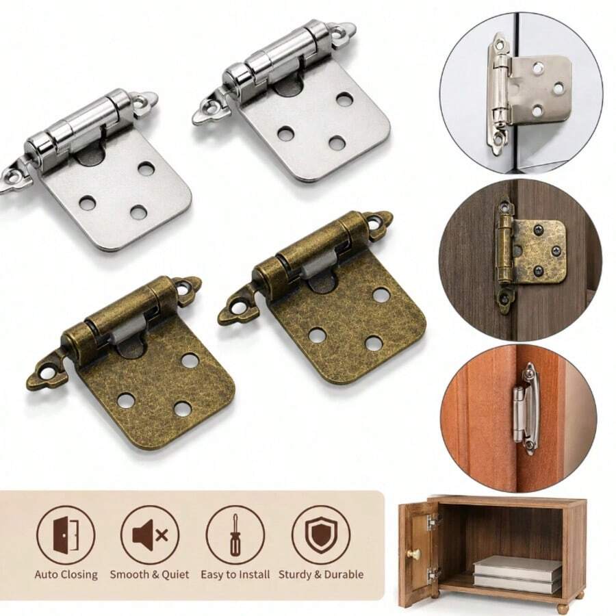 2pcs Cabinet Door Spring Hinges, Hydraulic Soft Close Self-Closing Hinge - 2 - View 1