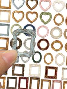 50pcs Vintage Hollow Frame Stickers – Baroque Ornate Gold Picture Border Decals – Aesthetic Antique Photo Frame Stickers For Scrapbook Journal Planner Collage & DIY - Mocha Brown - View 6