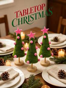 Mini Desktop Christmas Tree Decor, Compact Size Doesn't Take Up Much Space, Exquisite And Beautiful Design. Suitable For Placement On Desks, Counters And Other Locations, Can Be Used As Daily Home Decor Accent Or For Christmas Party Scene Decoration, Easily Creating A Warm And Festive Atmosphere. - Multicolor - View 6
