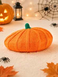 1pc Cute Pumpkin Hat, Women's Knitted Pumpkin Beanie, Soft & Warm, Elastic & Comfortable, Suitable For Halloween Party And Autumn/Winter Holiday Accessory - Multicolor - View 5