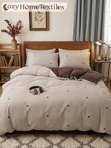 2/3pcs Brown Bow Pattern Duvet Cover Set, Bedding Set, Comfortable & Breathable, Anti-Pilling, Machine Washable, Room Decor, Bedroom Decor, Dorm, All Season, Suitable For Twin/Full/Queen/King Bed, Autumn Home Decor, Duvet Insert Not Included - Multicolor - View 7