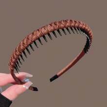 1/3pcs Fabric Wrapped Serrated Headband, Anti‑Slip Teeth Hair Hoop, Solid Color Non‑Slip Headband For Women Daily Makeup Washing Face Hair Accessory - Multicolor - View 5