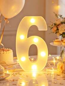 21cm 1st 16th 18th 30th 生日派對裝飾 LED 跑馬燈數字燈，週年紀念求婚裝飾發光數字燈，居家裝飾數字燈 - 21cm白色數字 - 查看 15