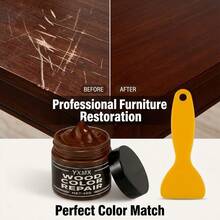YXMX 30g Brown Wood Color Repair Paste With Scraper, Waterproof Quick Drying Furniture Scratch And Crack Filler For Dark Wood Table And Door - Brown - View 2