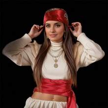 Satin Pirate Headscarf Waist Sash Eyepatch Set For Women Halloween Party Stage Dance Cosplay - Multicolor - View 5