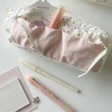 White Snowflake Pattern Pencil Case, Large Capacity Student Pencil Box, Cosmetic Storage Bag, Stationery, Simple And Unique - Multicolor - View 6