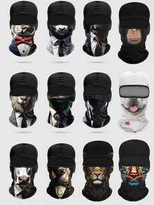 3/4/5pcs 3D Realistic Animal Print Warm Ski Mask, Tiger/Lion/Leopard Other Styles Ski Mask, Breathable UV Protection Full Face Cover For Cycling Outdoor Sports - Multicolor - View 1