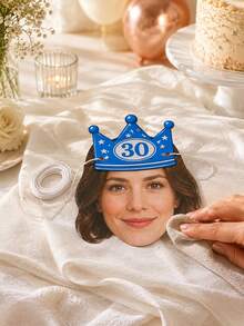 8/16/24pc Custom Face Cutout Birthday Banner, Crown Party Hat Face Decor, Photo Face Banner, Personalized Photo Face Bunting, Birthday Party Decorations, Face Garlands - Multicolor - View 9