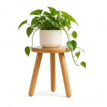 Indoor Wooden Plant Stand, 11.8 Inches (Approx. 30 Cm) High Plant Table, Mid-Century Wooden Plant Stool, 28 Cm (11.02 Inch) Diameter Tabletop Suitable For Large Flower Pots, Modern Home Decor Small Round Side Table, Small End Table, Coffee Table, Suitable For Living Room, Balcony, Office - Round - View 2