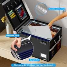 5200℉ Fireproof Document Box With Lock, File Organizer With Handle - Black - View 8