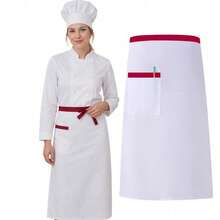 Unisex Chef Uniform With Pocket Half Apron, Multiple Styles Workwear Suitable For Home Cooking, Restaurant, Bakery, Cafe - 1Pc - View 2