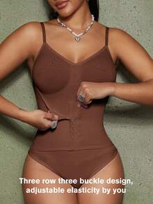 Women's Fashion Waist Shaping Slightly Adjustable Single-Breasted Bodysuit - Fully Wrap Around Fat To Create A Perfect Figure - Brown - View 8