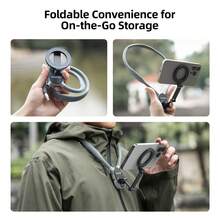 TELESIN Magnetic Neck Mount Phone Holder, POV Vlog Selfie Neck Mount, Hands-Free Phone Neck Mount, Chest Support Strap, Smartphone Video Recording - Gray With Mobile Phone Remote Control - View 9
