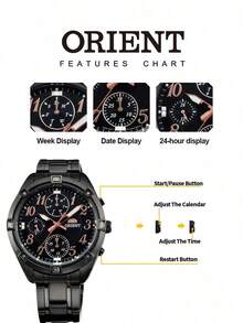 Orient Women's Black‑Ion‑Plated Multi‑Function Quartz Watch Bold Numeral Black Dial Calendar‑Week Display All‑Black Bracelet Rugged Sport‑Business Watch - Black - View 5