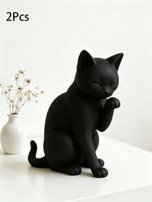 1pc Modern Black Cat Statue - 3D Printed Plastic Figurine, Suitable For/Decor, Minimalist Window Sill And Desktop Decoration, Room, Shelf Collectible Architectural Decor - Black Cat Sculpture Decorative Gift - Multicolor - View 9
