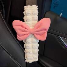 2pcs Fashionable Cute Bowknot Car Seat Belt Shoulder Pads, Suitable For All Car Models, Seat Belt Neck Protection Cushion, Short Seat Belt Protector, Soft Car Seat Belt Cover - A - View 6