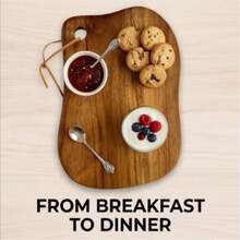 1pc Wooden Acacia Cutting Board, Double-Sided Bread And Cheese Board, Functional Kitchen Accessory Suitable For Fruit, Meat And Bread Cutting, Can Be Used As Prep Station, Exquisite Holiday Gift For Chefs On Halloween, Birthday, Party, Christmas, Valentine's Day, Easter, Wedding And Other Occasions - Khaki - View 2