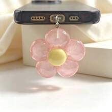1pc Glow-In-The-Dark Flower Pendant Phone Dust Plug - Multicolor - View 7