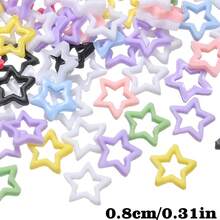 100pcs 8mm 3D Hollow Star Nail Art Charms, Y2K Resin Five-Pointed Star Nail Decorations, For DIY Nails, Mobile Phone Case Decoration - Random Color - View 3