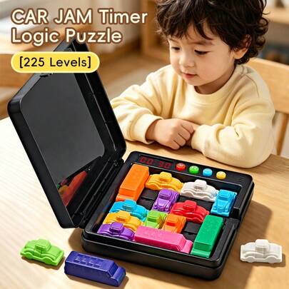 Juego de Lógica de Escape de Coche para Niños con Temporizador LED, 225 Desafíos Progresivos de Razonamiento Espacial Juguete Educativo, Juego de Viaje Portátil con Almacenamiento Regalos para Niños