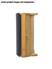A European Retro Bread Box, Iron Bread Box, Bamboo And Wood Flip Cover Bread Box, Kitchen Fashion Storage, Many Options To Choose From - Style a (Black) - View 7
