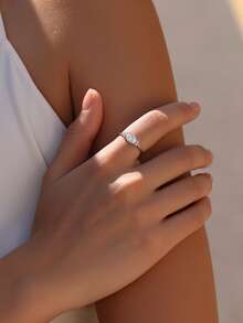 MODIAN 1CT D Color Moissanite Oval Cut Ring 925 Sterling Silver Cluster Lab Diamond Promise Wedding Fine Jewelry For Women Gifts - Silver - View 3
