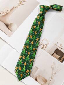 1pc Men's 8cm Christmas Holiday Reindeer & Santa Claus Neck Decor Tie - Multicolor - View 12