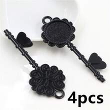 4pcs 20mm Inner Size Key Style Pendant Cabochons Blank Base Setting Bezel Tray DIY Jewelry Making Accessories Findings - Key-shaped - View 6