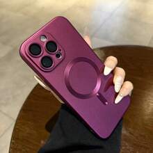 磁吸式 18 Pro Max 相容手機殼，內建相機鏡頭保護蓋，超薄軟矽膠防震保護殼，金屬光澤，相容 iPhone 17 16e 15 14 13 12 11 Pro Plus - 櫻桃紅 - 查看 5