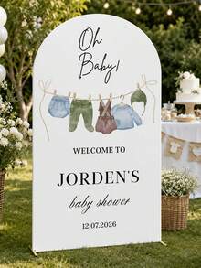 1pc Customized Elastic Arch Decor Fabric, Customizable Name And Date, Suitable For Baby Boy, Girl Or Gender Neutral Baby Shower Welcome Banner, Used For Baby Shower Photo Booth, Party Entrance And Celebration Backdrop Decoration - Multicolor - View 9