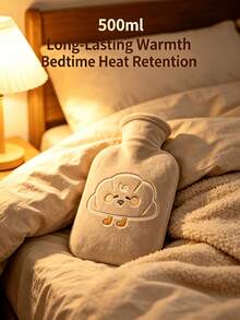 Cute Plush Cover Hot Water Bottle, Removable Washable Sleeve, Thick Explosion‑Proof Rubber Hand Warmer, Reusable Fill‑In Water Heating Bag For Students, Daily Indoor Hand & Body Warm Accessory - Multi-color - View 2