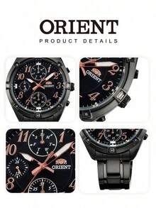 Orient Women's Black‑Ion‑Plated Multi‑Function Quartz Watch Bold Numeral Black Dial Calendar‑Week Display All‑Black Bracelet Rugged Sport‑Business Watch - Black - View 6
