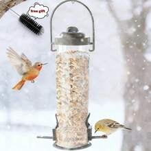 Outdoor Hanging Tube Bird Feeder, Heavy‑Duty Metal Mesh Wild Bird Seed Feeder With Perch, Backyard Garden Decoration For Bird Watching & Attracting Wild Birds - Feeder - View 5