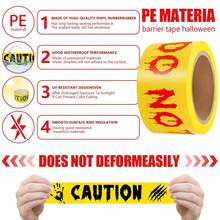 Halloween Warning Tape WARNING Haunted House Bar Decoration Caution Isolation Tape Non-Adhesive Isolation Tape Party Safety Cordon Line Festival Party Halloween Atmosphere Prop - Halloween Caution Tape - View 7